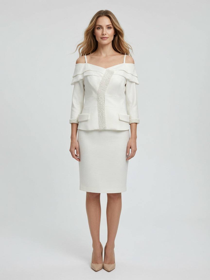 Completo tailleur bianco panna
