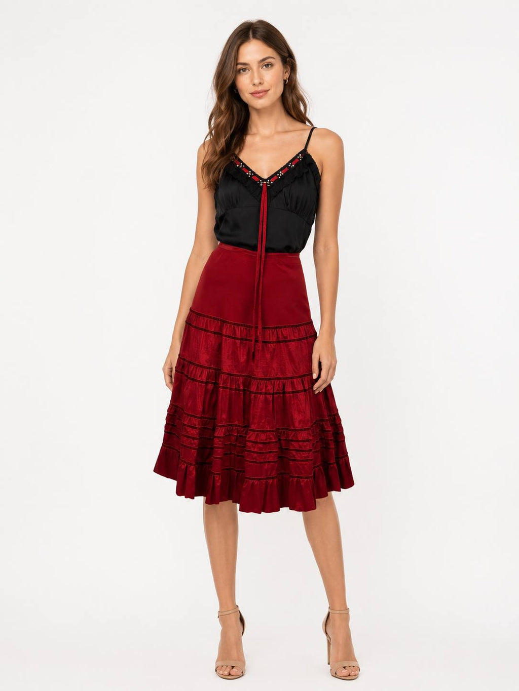 Completo top e gonna nero e rosso