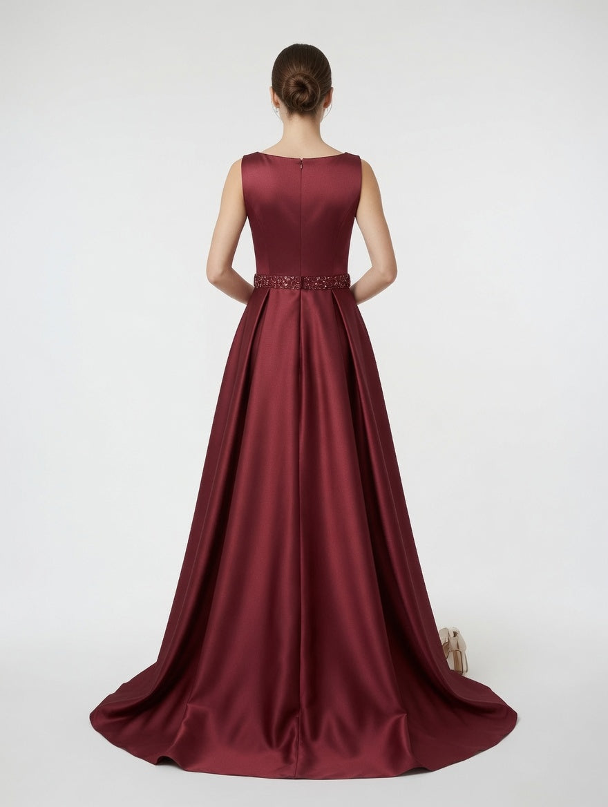 Abito lungo rosso vino