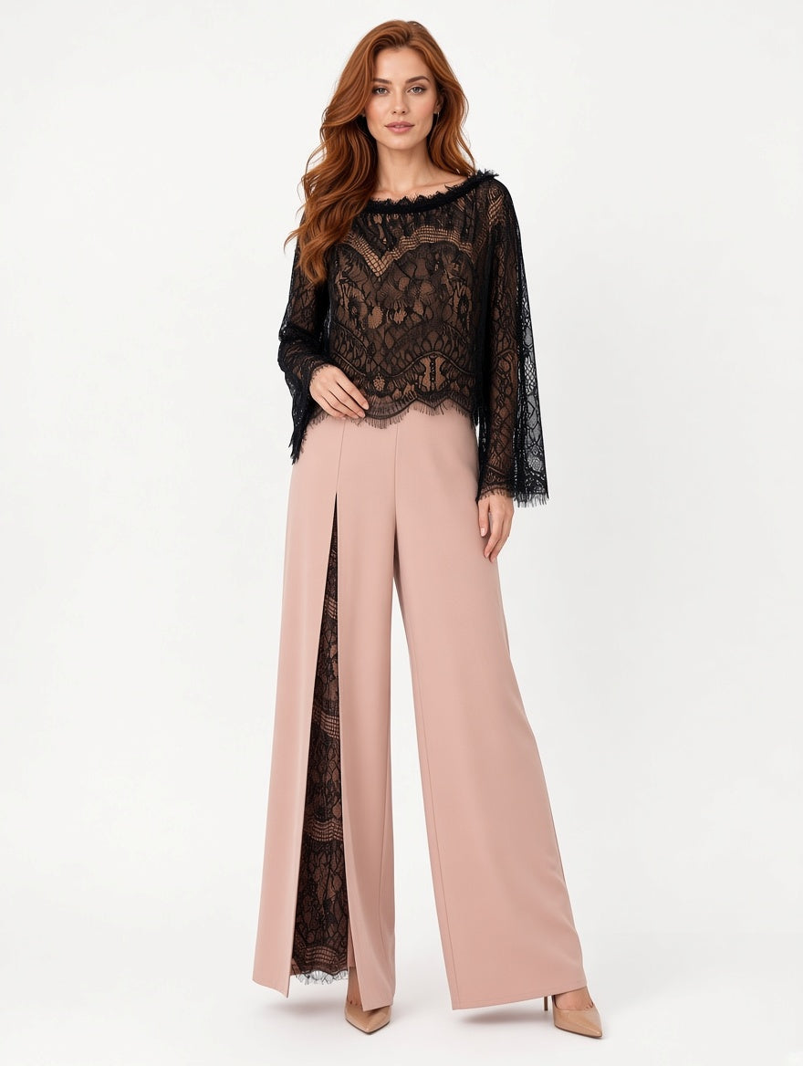 Top e pantalone nero e rosa