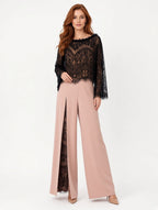 Top e pantalone nero e rosa
