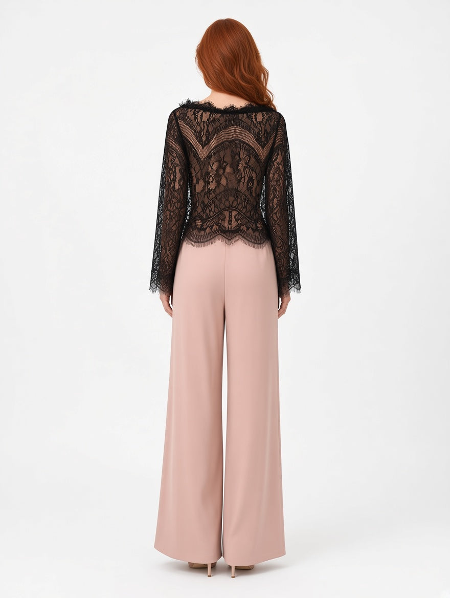 Top e pantalone nero e rosa