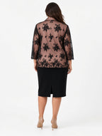 Completo Curvy tre pezzi nero e rosa