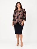 Completo Curvy tre pezzi nero e rosa