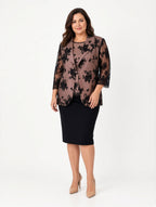 Completo Curvy tre pezzi nero e rosa